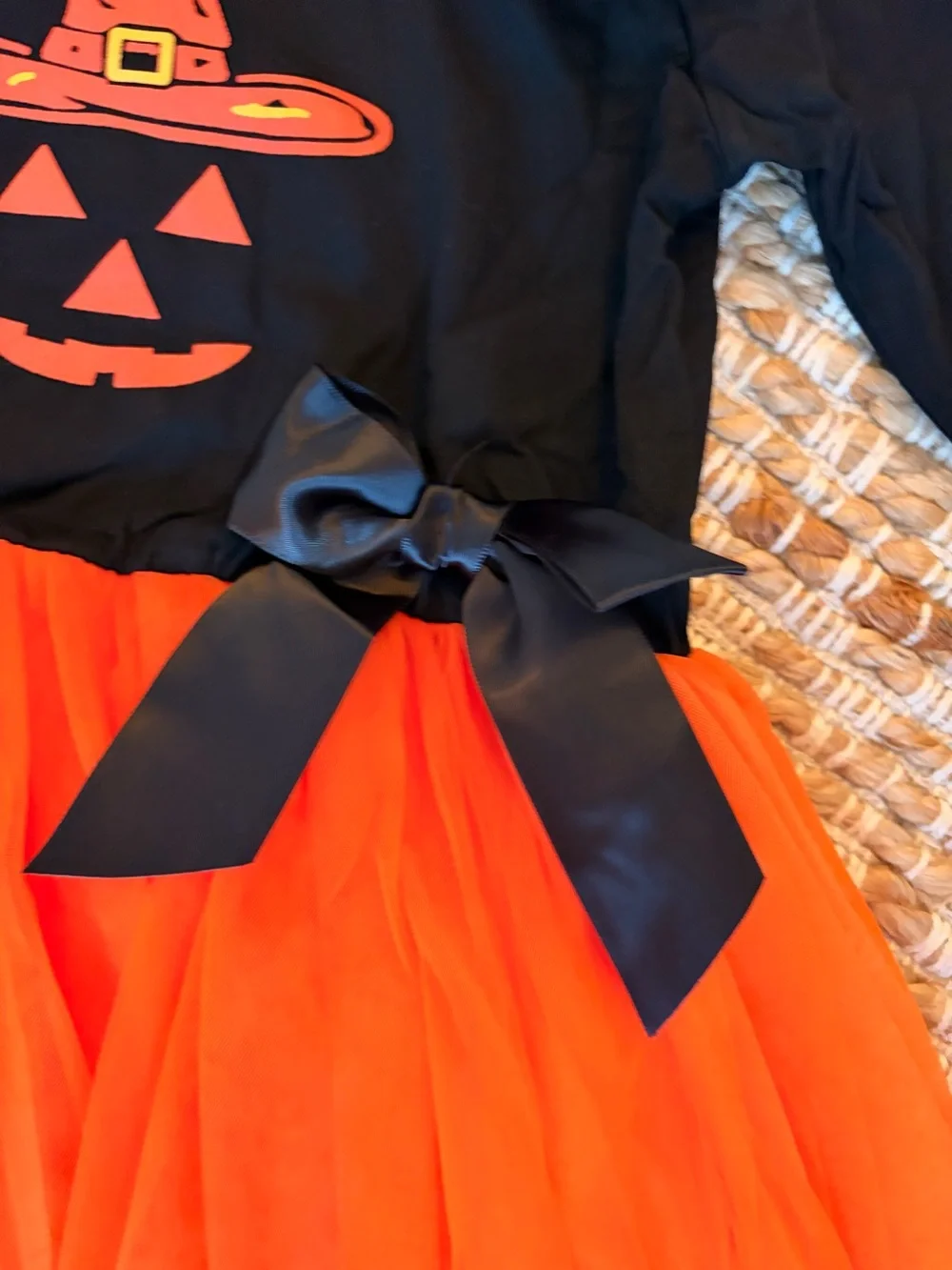Girls Black and Orange Pumpkin Tulle Halloween princess Dress - Kids Costume 6y